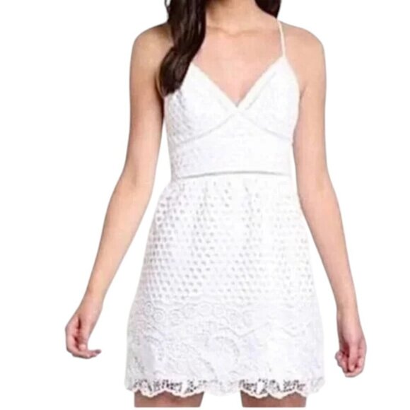 Abercrombie and Fitch White Crochet Lace Cami Strap Mini Dress - Picture 1 of 12